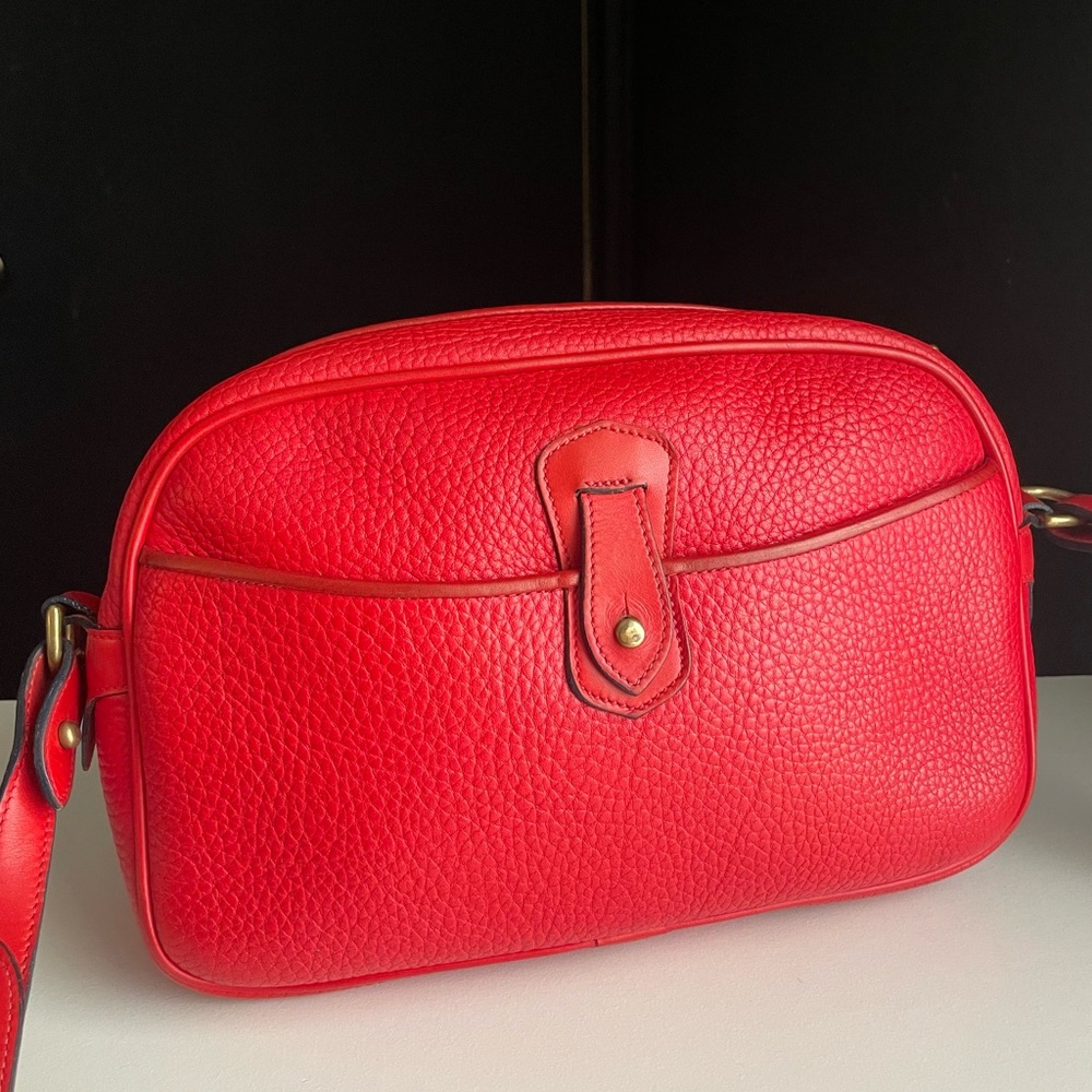 Dooney and Bourke awl Leather Explorer Double Pocket Crossbody Bag Red - Picture 3 of 16